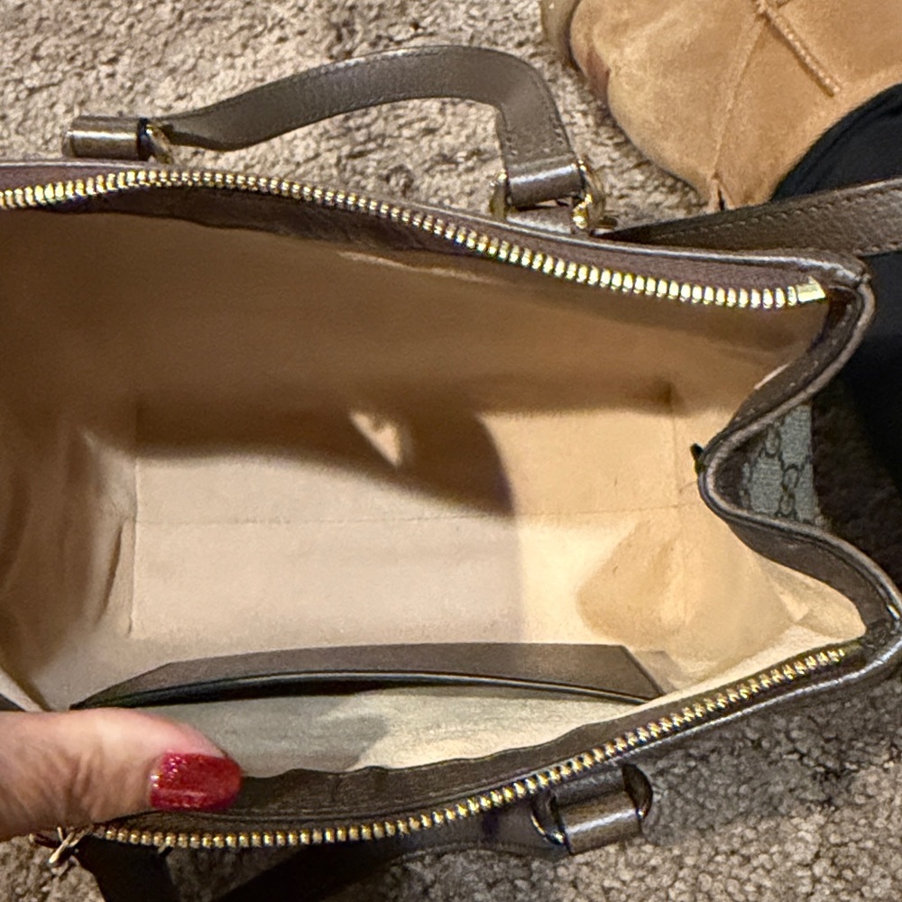 Gucci Brown GG Supreme Canvas Satchel with Green and Red Web Stripe - Picture 14 of 15